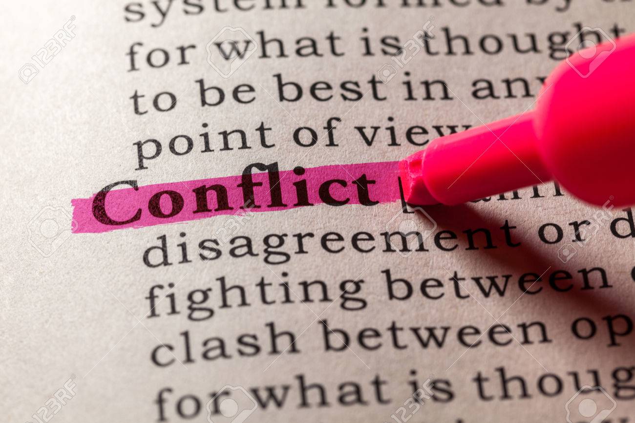 Picture of the word conflict in a dictionary